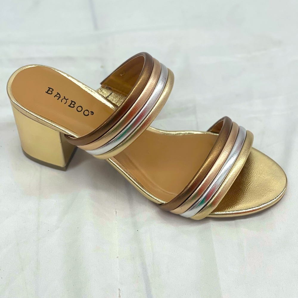 Gold Sandals With A Small Heel